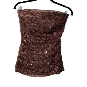 Betsey Johnson Evening Lace Metallic Size 2 Strapless Top X-Cindyana Santangelo